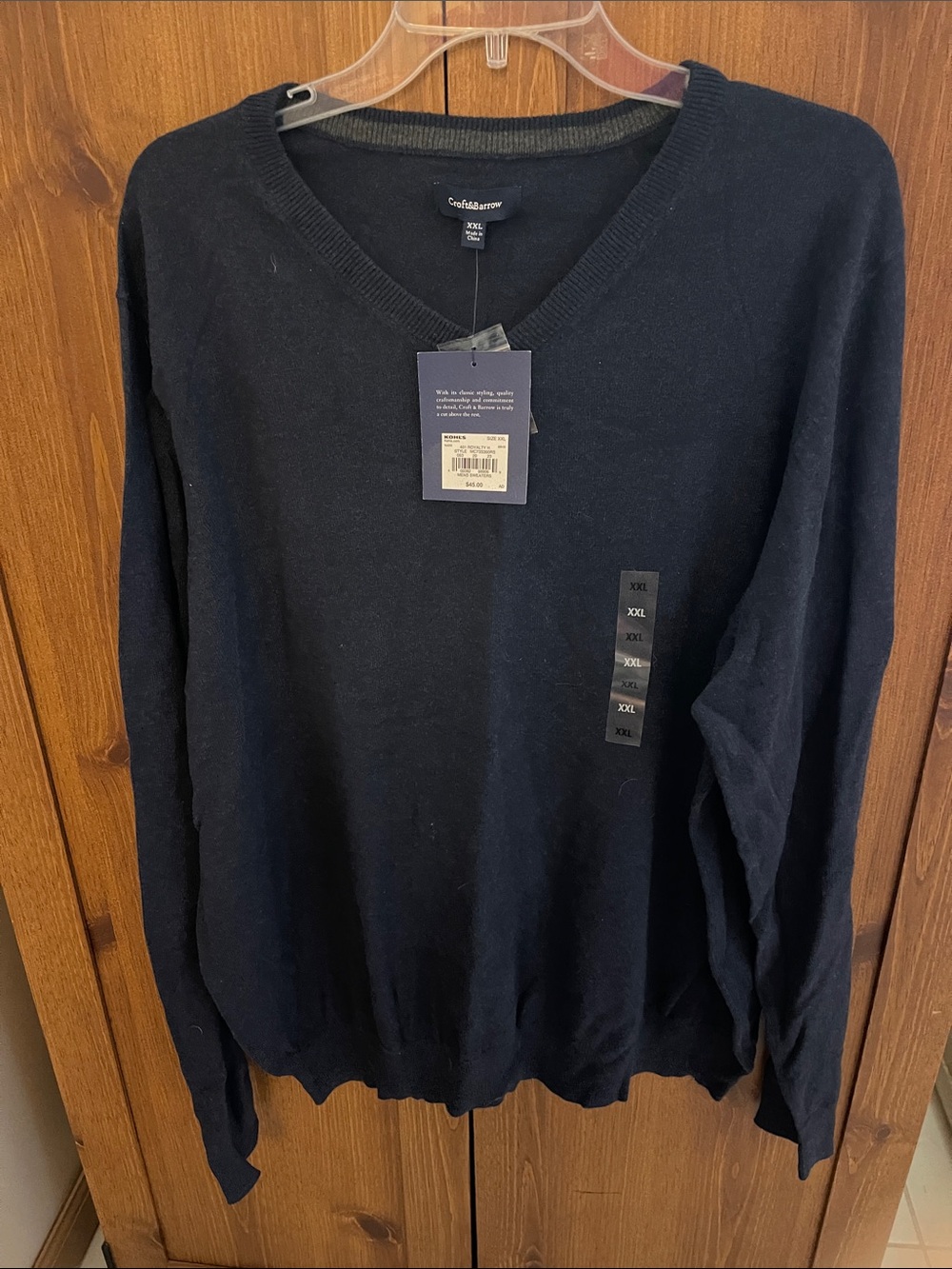 croft & barrow Men's V-Neck Sweater - Navy Blue